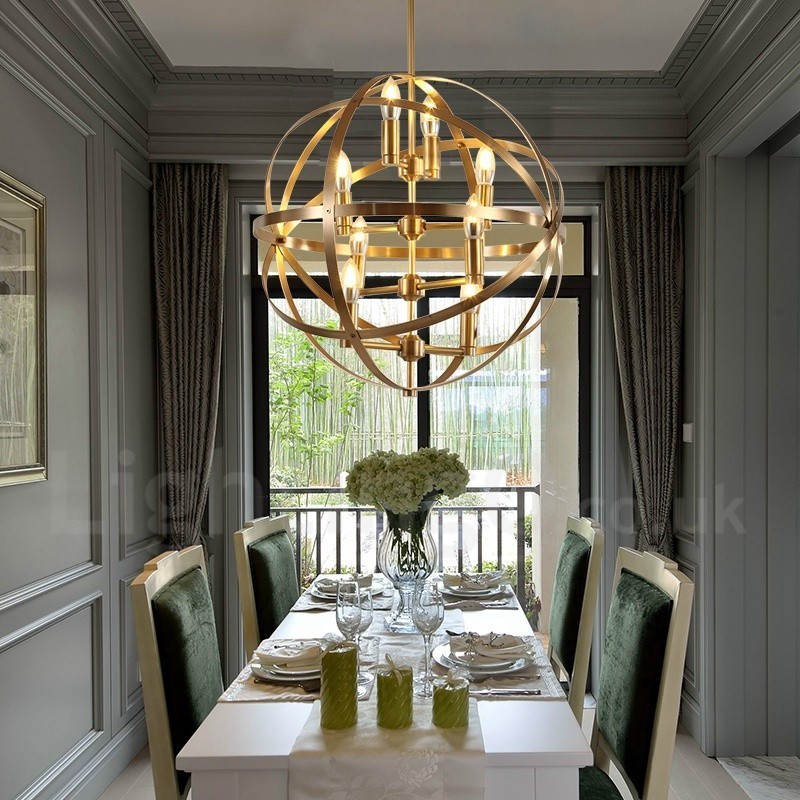 8 Light Retro Rustic Luxury Brass Pendant Lamp Chandelier