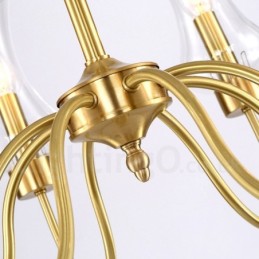 6 Light Retro Rustic Luxury Brass Pendant Lamp Chandelier with Glass Shade