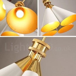 4 Light Retro Rustic Luxury Aluminum alloy Pendant Lamp Chandelier with Aluminum alloy Shade