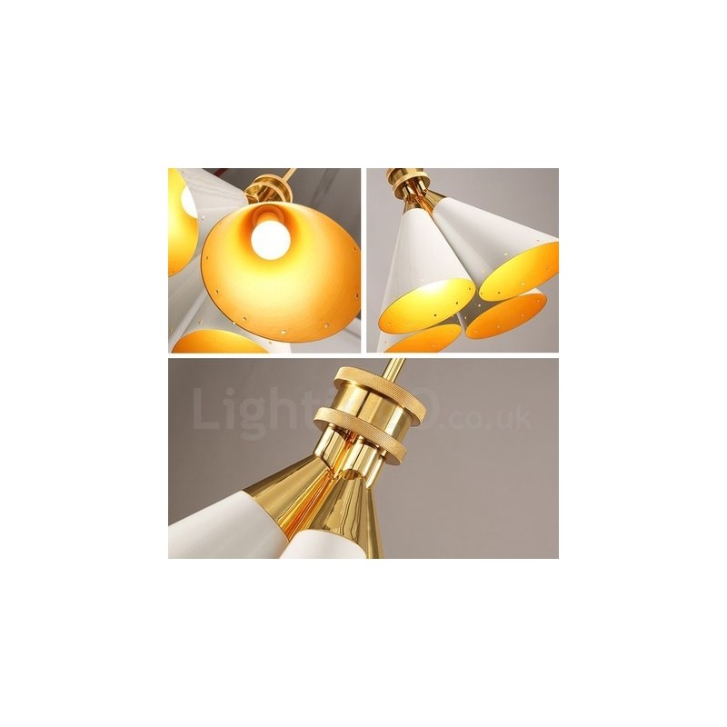 4 Light Retro Rustic Luxury Aluminum alloy Pendant Lamp Chandelier with Aluminum alloy Shade