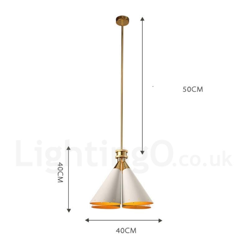 4 Light Retro Rustic Luxury Aluminum alloy Pendant Lamp Chandelier with Aluminum alloy Shade