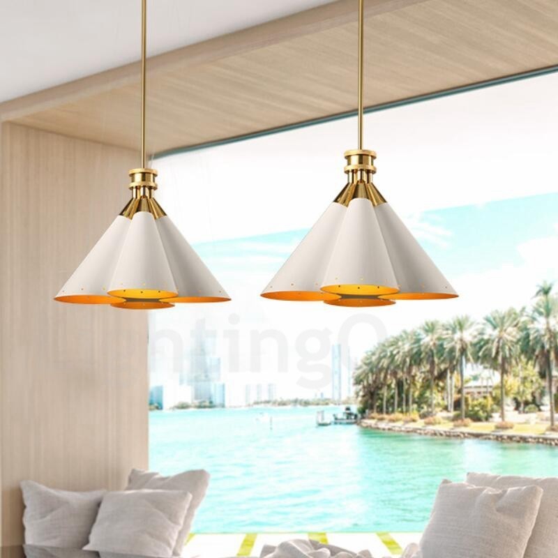 4 Light Retro Rustic Luxury Aluminum alloy Pendant Lamp Chandelier with Aluminum alloy Shade