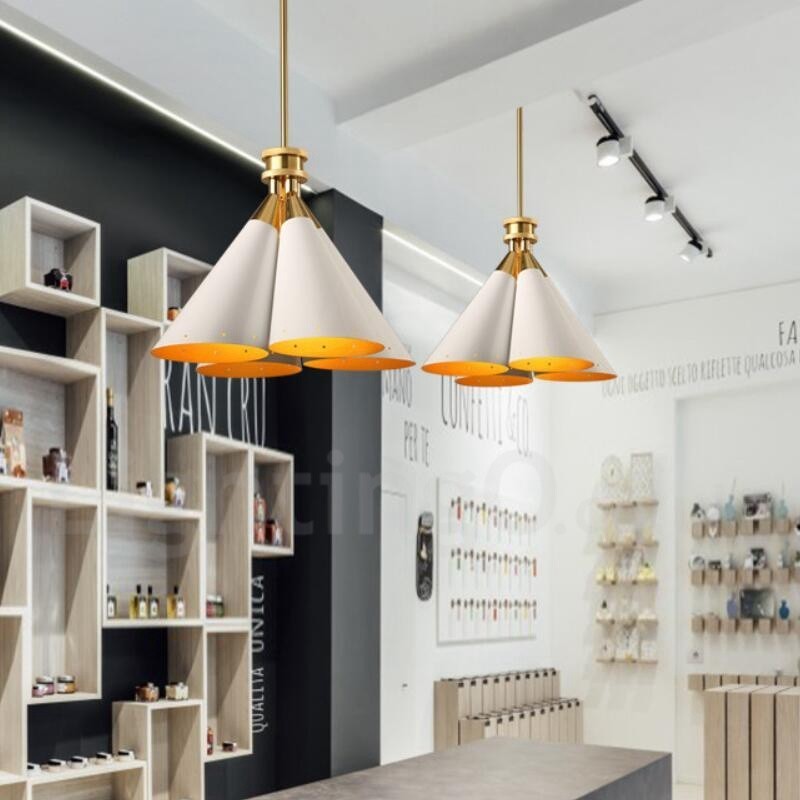 4 Light Retro Rustic Luxury Aluminum alloy Pendant Lamp Chandelier with Aluminum alloy Shade