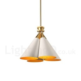 4 Light Retro Rustic Luxury Aluminum alloy Pendant Lamp Chandelier with Aluminum alloy Shade