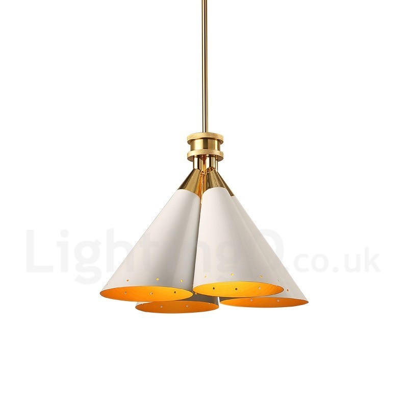 4 Light Retro Rustic Luxury Aluminum alloy Pendant Lamp Chandelier with Aluminum alloy Shade