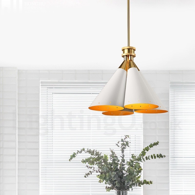 4 Light Retro Rustic Luxury Aluminum alloy Pendant Lamp Chandelier with Aluminum alloy Shade