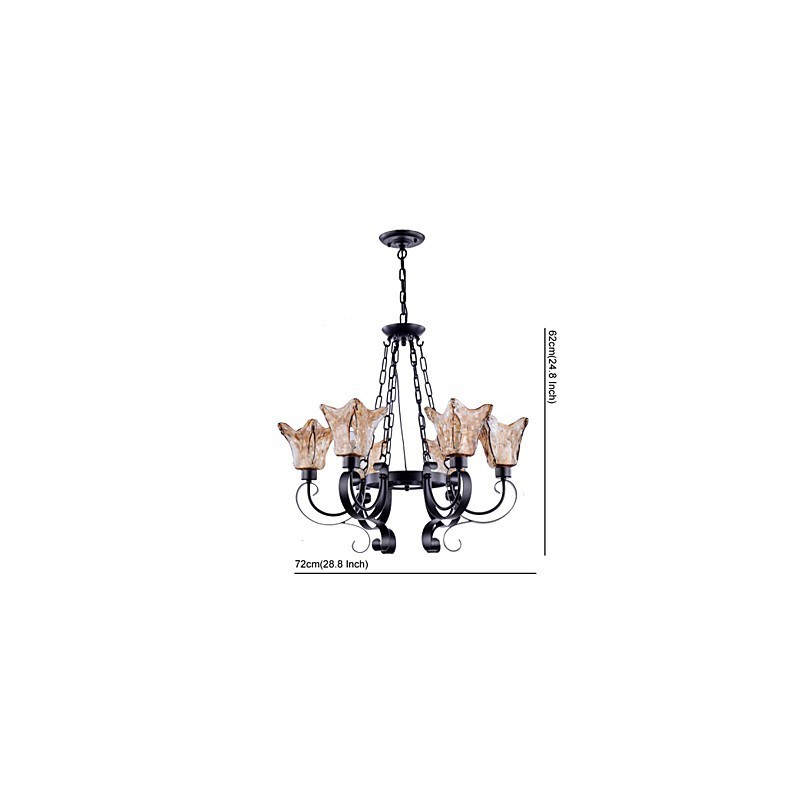 Chandelier 6 Lights Glass Traditional Classic Vintage