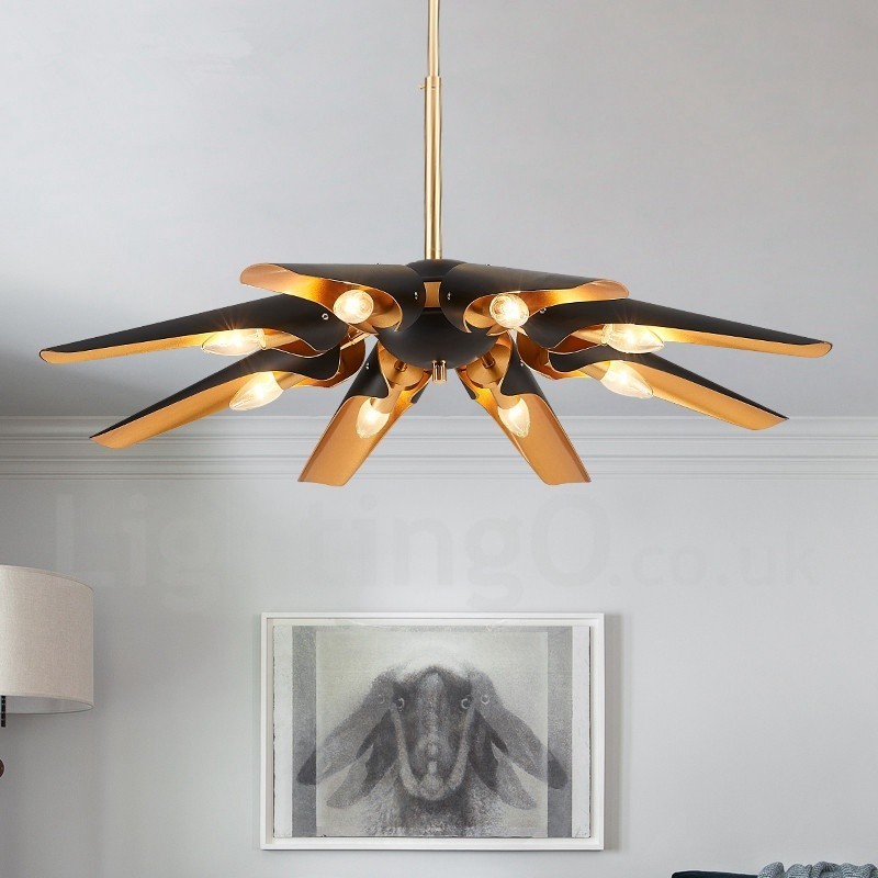 8 Light Retro Rustic Luxury Aluminum alloy Pendant Lamp Chandelier with Aluminum alloy Shade