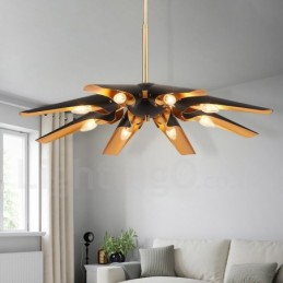 8 Light Retro Rustic Luxury Aluminum alloy Pendant Lamp Chandelier with Aluminum alloy Shade