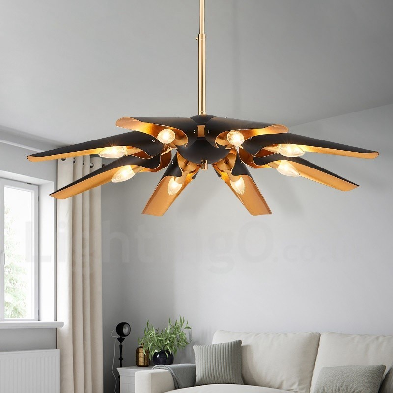 8 Light Retro Rustic Luxury Aluminum alloy Pendant Lamp Chandelier with Aluminum alloy Shade