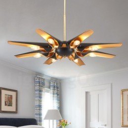 8 Light Retro Rustic Luxury Aluminum alloy Pendant Lamp Chandelier with Aluminum alloy Shade