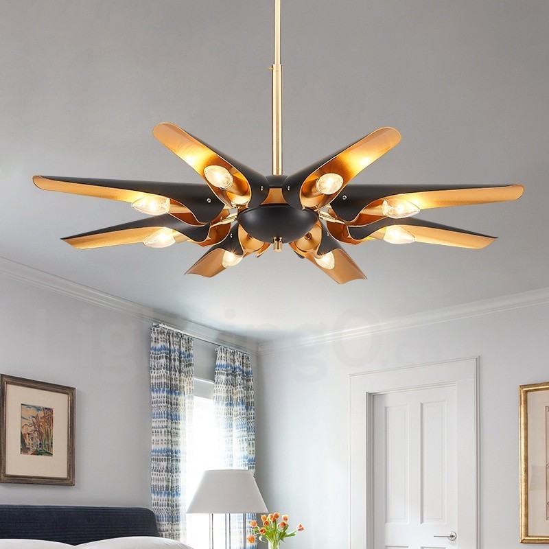 8 Light Retro Rustic Luxury Aluminum alloy Pendant Lamp Chandelier with Aluminum alloy Shade