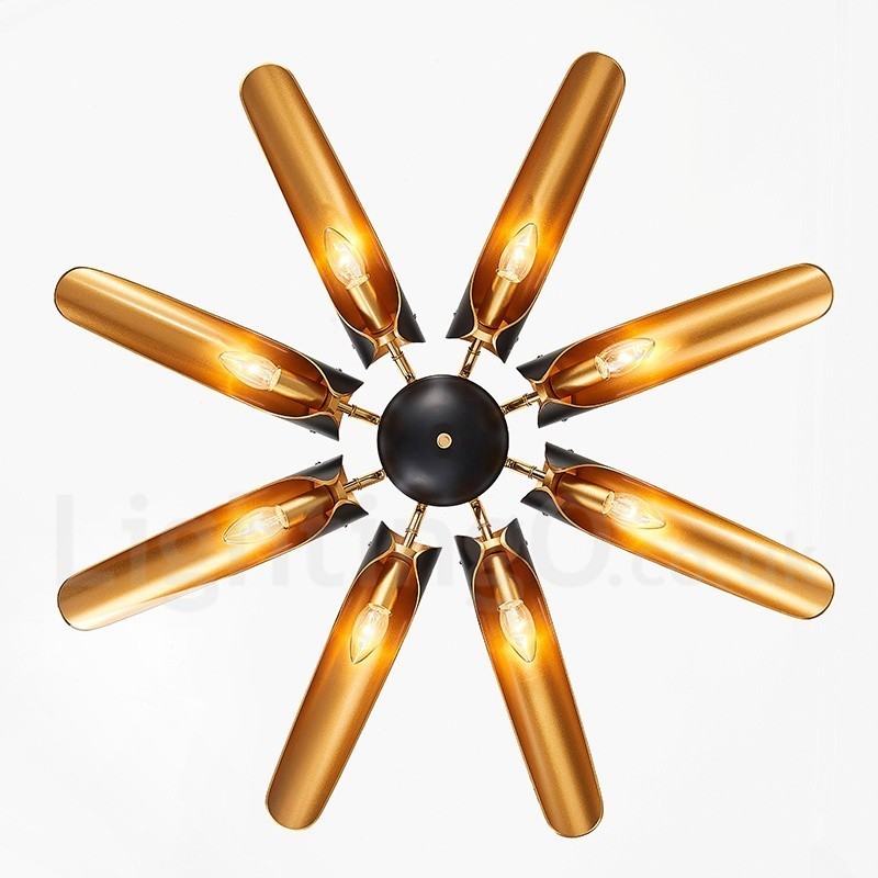 8 Light Retro Rustic Luxury Aluminum alloy Pendant Lamp Chandelier with Aluminum alloy Shade