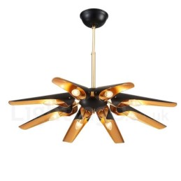 8 Light Retro Rustic Luxury Aluminum alloy Pendant Lamp Chandelier with Aluminum alloy Shade