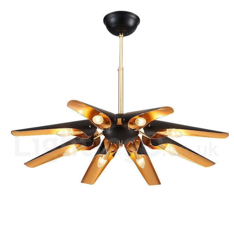 8 Light Retro Rustic Luxury Aluminum alloy Pendant Lamp Chandelier with Aluminum alloy Shade