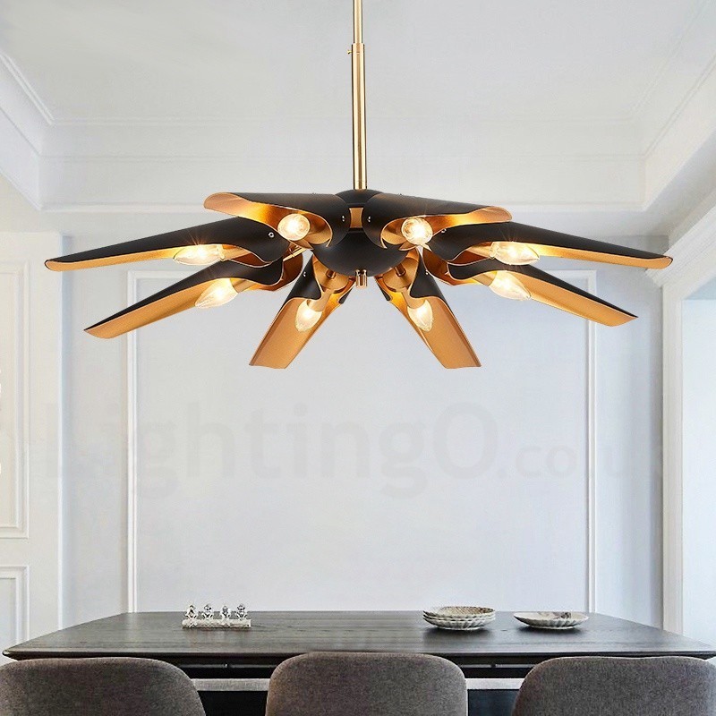 8 Light Retro Rustic Luxury Aluminum alloy Pendant Lamp Chandelier with Aluminum alloy Shade