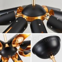 8 Light Retro Rustic Luxury Aluminum alloy Pendant Lamp Chandelier with Aluminum alloy Shade