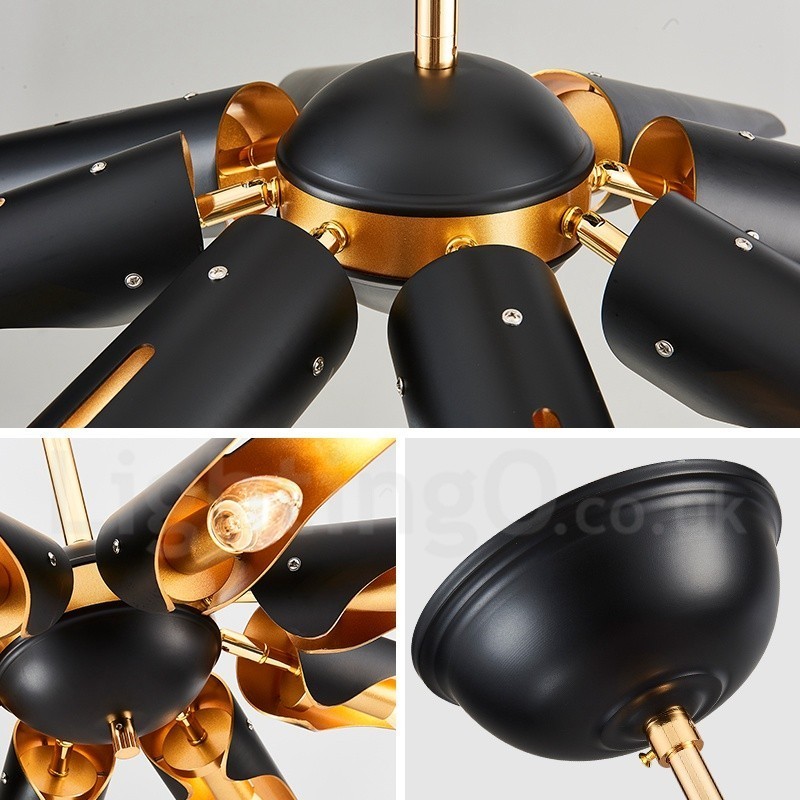 8 Light Retro Rustic Luxury Aluminum alloy Pendant Lamp Chandelier with Aluminum alloy Shade