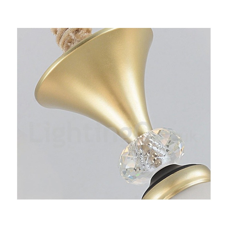 8 Light Retro Rustic Luxury Crystal Pendant Lamp Chandelier with Glass Shade