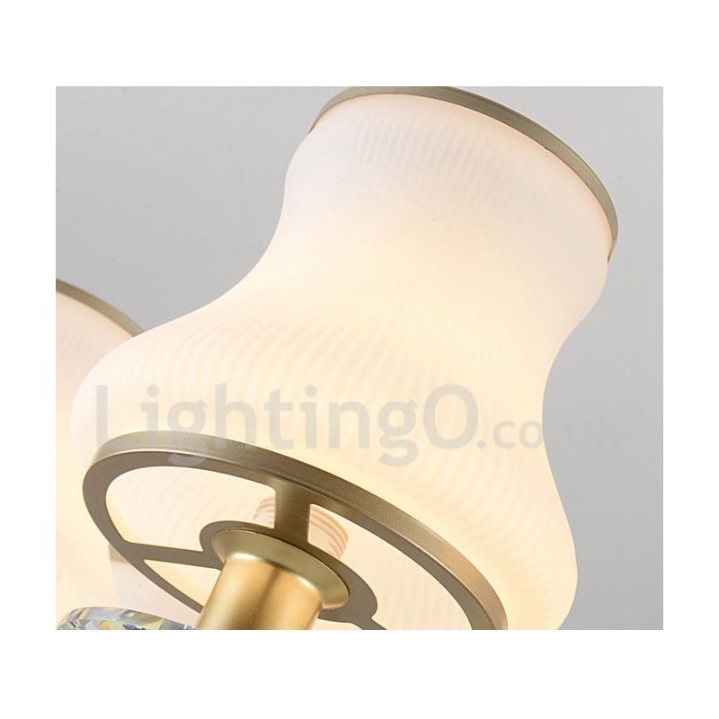 8 Light Retro Rustic Luxury Crystal Pendant Lamp Chandelier with Glass Shade