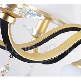 8 Light Retro Rustic Luxury Crystal Pendant Lamp Chandelier with Glass Shade