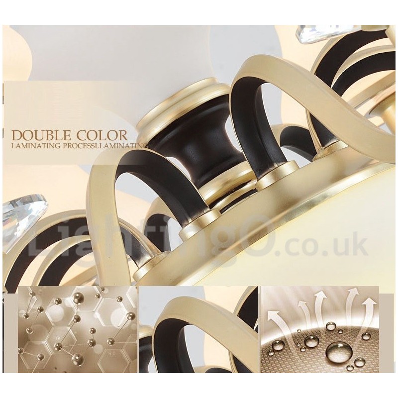 8 Light Retro Rustic Luxury Crystal Pendant Lamp Chandelier with Glass Shade