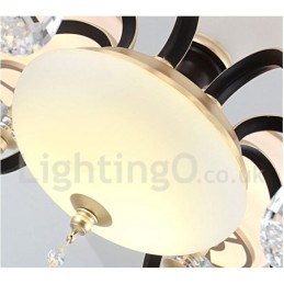 8 Light Retro Rustic Luxury Crystal Pendant Lamp Chandelier with Glass Shade