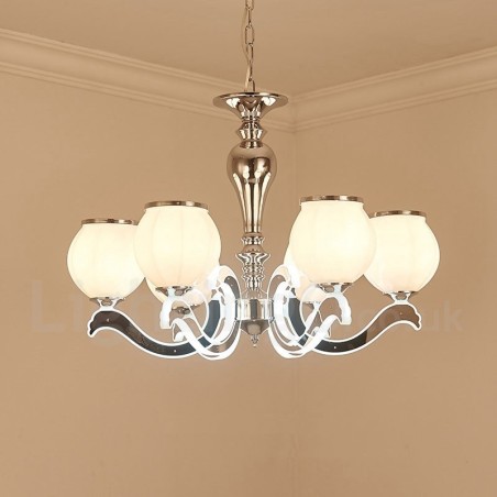 6 Light Modern Contemporary Luxury Pendant Lamp Chandelier with Glass Shade
