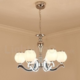 6 Light Modern Contemporary Luxury Pendant Lamp Chandelier with Glass Shade