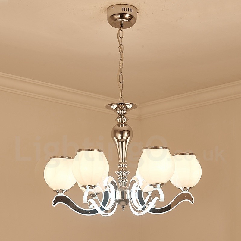 6 Light Modern Contemporary Luxury Pendant Lamp Chandelier with Glass Shade