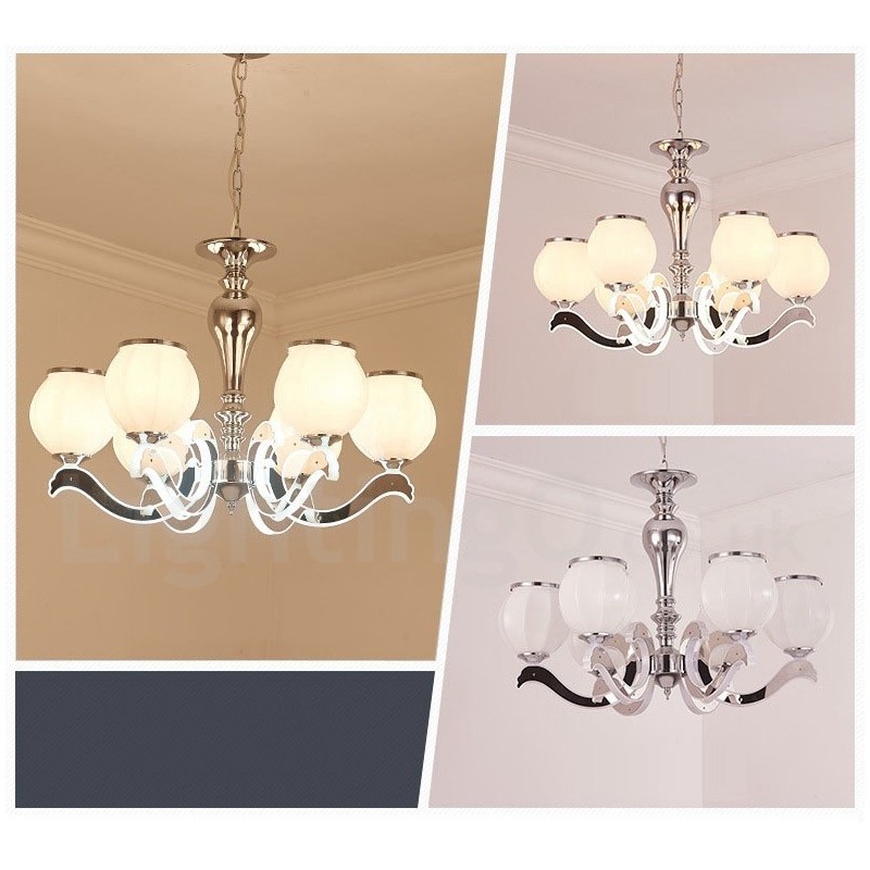6 Light Modern Contemporary Luxury Pendant Lamp Chandelier with Glass Shade
