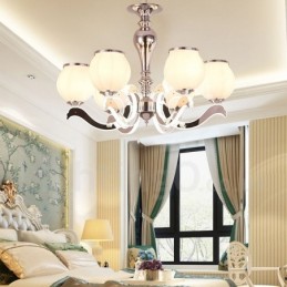 6 Light Modern Contemporary Luxury Pendant Lamp Chandelier with Glass Shade
