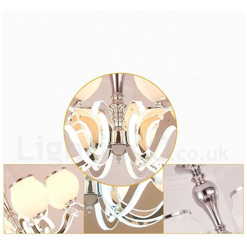 6 Light Modern Contemporary Luxury Pendant Lamp Chandelier with Glass Shade