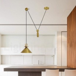 Pure Copper Modern Contemporary Nordic Style Rise and Fall Pendant Light Brass Ceiling Lamp