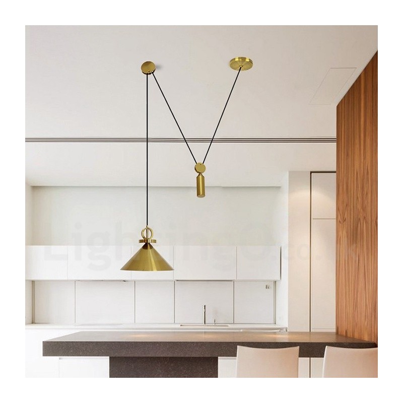 Pure Copper Modern Contemporary Nordic Style Rise and Fall Pendant Light Brass Ceiling Lamp