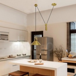 Pure Copper Modern Contemporary Nordic Style Rise and Fall Pendant Light Brass Ceiling Lamp