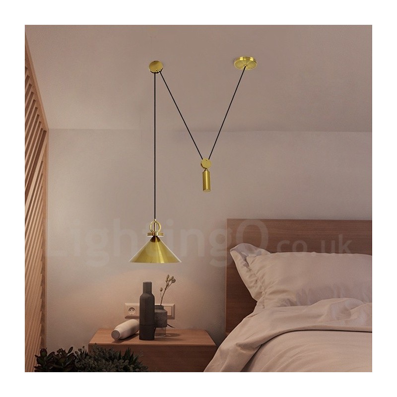 Pure Copper Modern Contemporary Nordic Style Rise and Fall Pendant Light Brass Ceiling Lamp