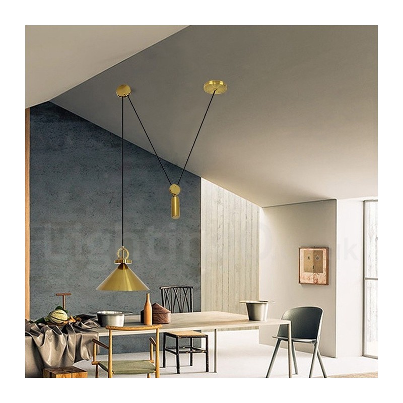 Pure Copper Modern Contemporary Nordic Style Rise and Fall Pendant Light Brass Ceiling Lamp
