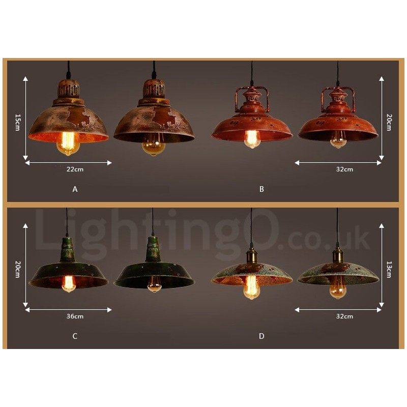 1 Light Rustic Lodge Retro Vintage Pendant Light Loft