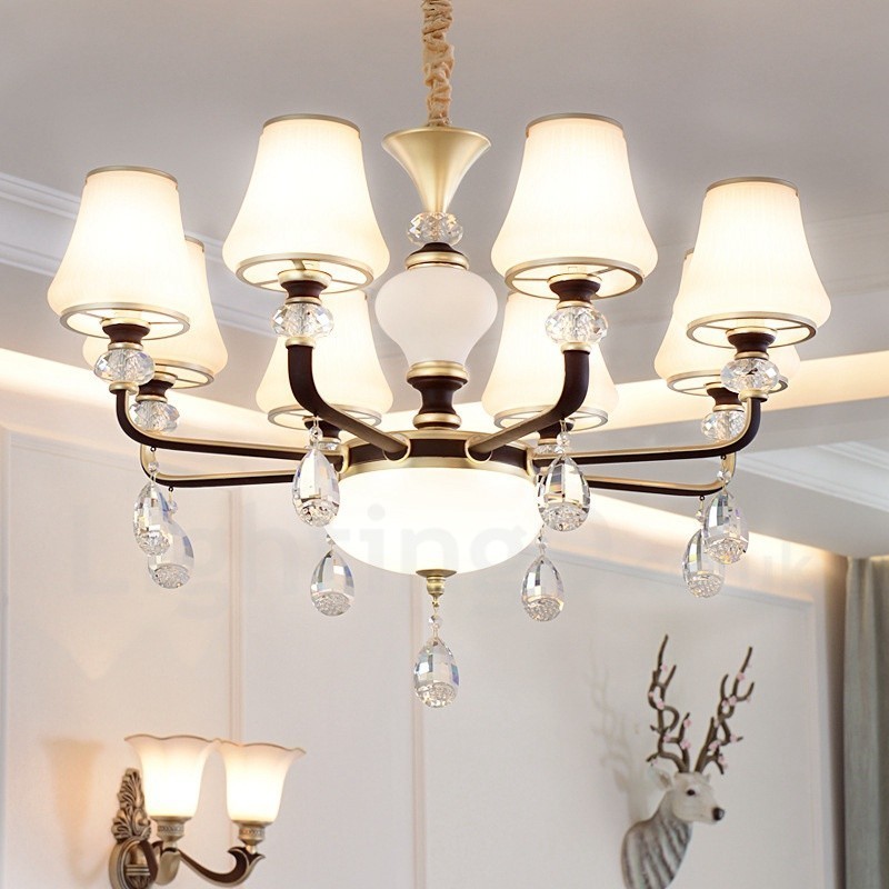 Modern Contemporary Retro Luxury Crystal Pendant Lamp Chandelier with Glass Shade