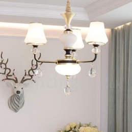 Modern Contemporary Retro Luxury Crystal Pendant Lamp Chandelier with Glass Shade