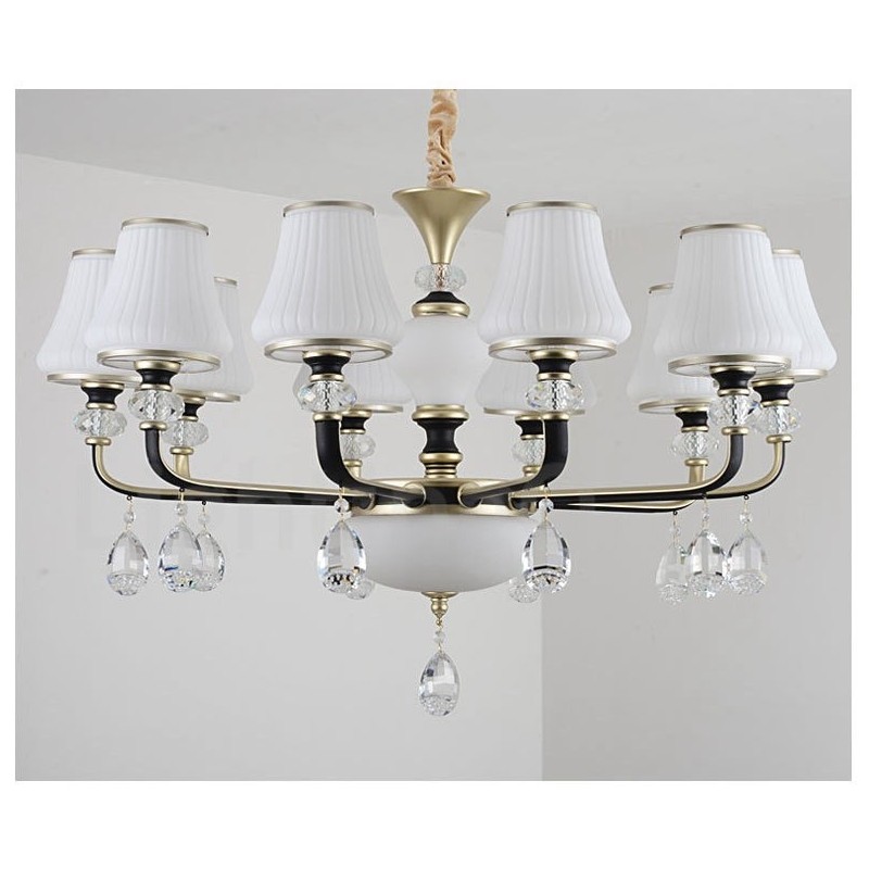 Modern Contemporary Retro Luxury Crystal Pendant Lamp Chandelier with Glass Shade