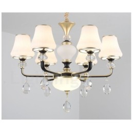 Modern Contemporary Retro Luxury Crystal Pendant Lamp Chandelier with Glass Shade