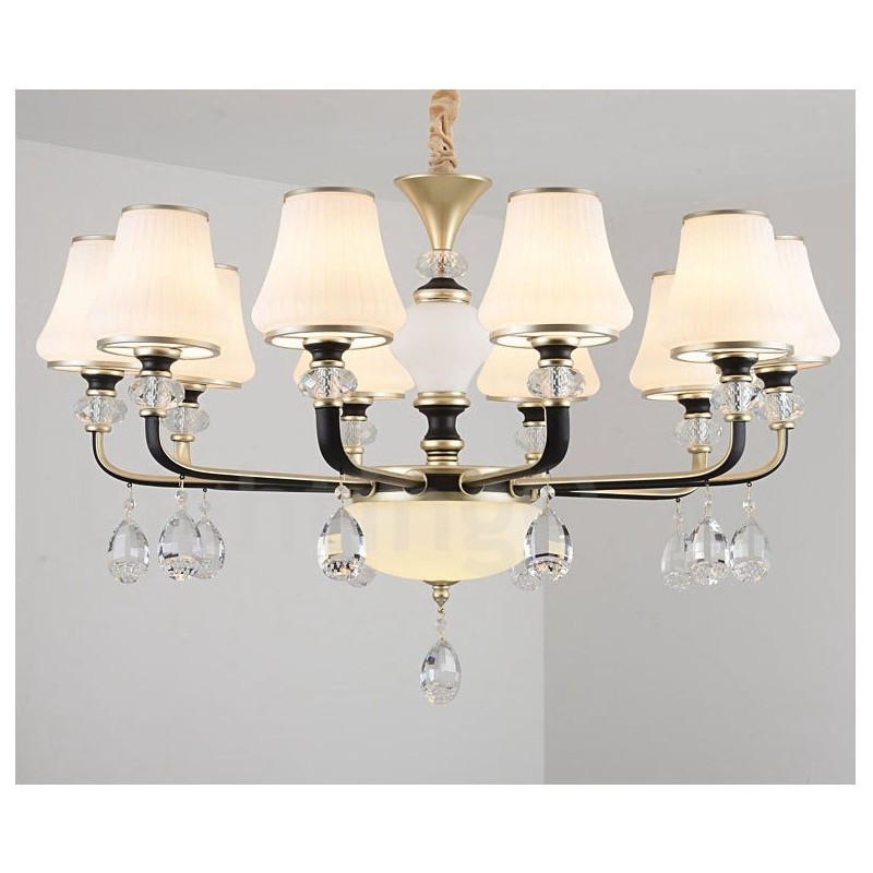 Modern Contemporary Retro Luxury Crystal Pendant Lamp Chandelier with Glass Shade