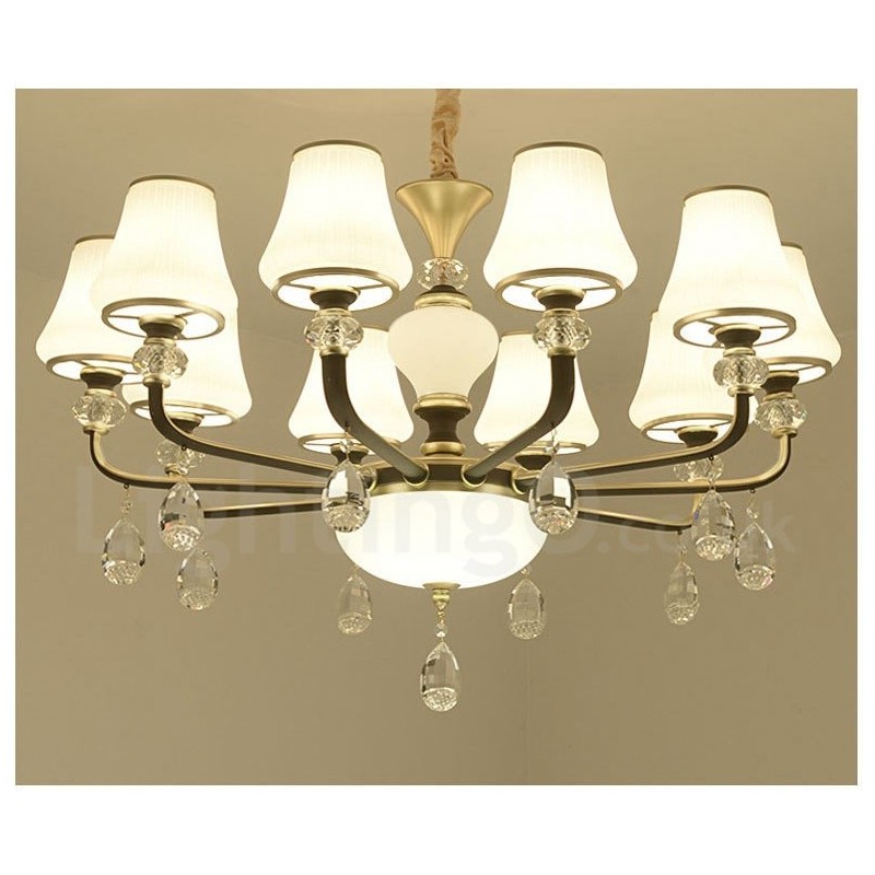 Modern Contemporary Retro Luxury Crystal Pendant Lamp Chandelier with Glass Shade