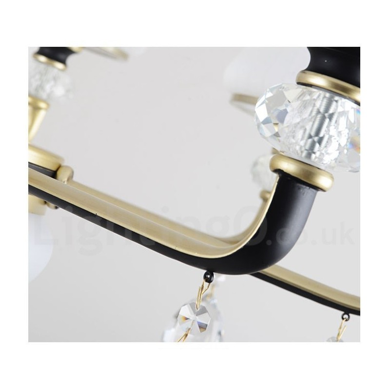 Modern Contemporary Retro Luxury Crystal Pendant Lamp Chandelier with Glass Shade