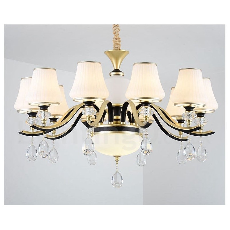 Modern Contemporary Retro Luxury Crystal Pendant Lamp Chandelier with Glass Shade