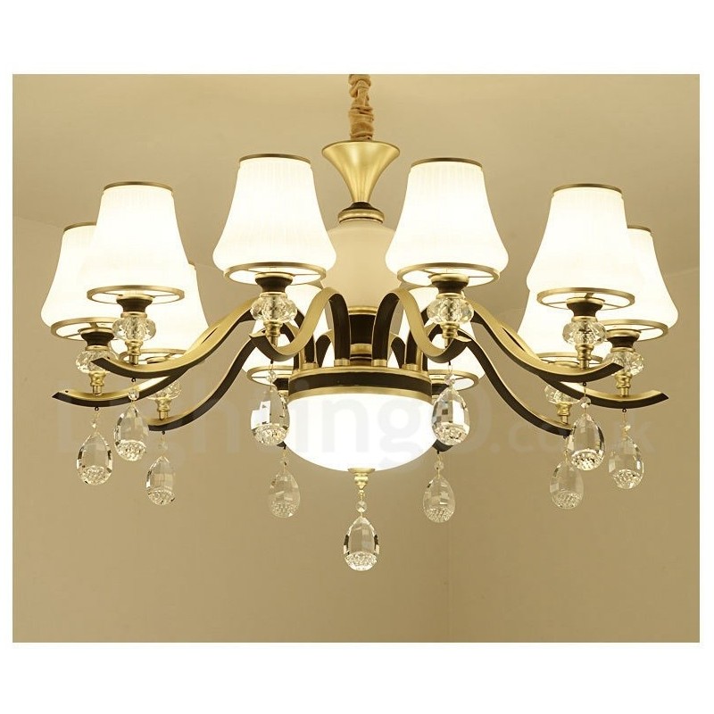 Modern Contemporary Retro Luxury Crystal Pendant Lamp Chandelier with Glass Shade