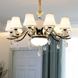 Modern Contemporary Retro Luxury Crystal Pendant Lamp Chandelier with Glass Shade