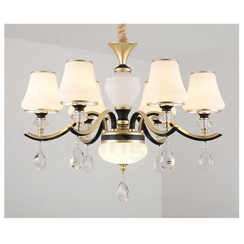Modern Contemporary Retro Luxury Crystal Pendant Lamp Chandelier with Glass Shade